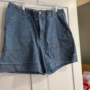Christopher & Banks Mid- Rise Denim Shorts in Blue